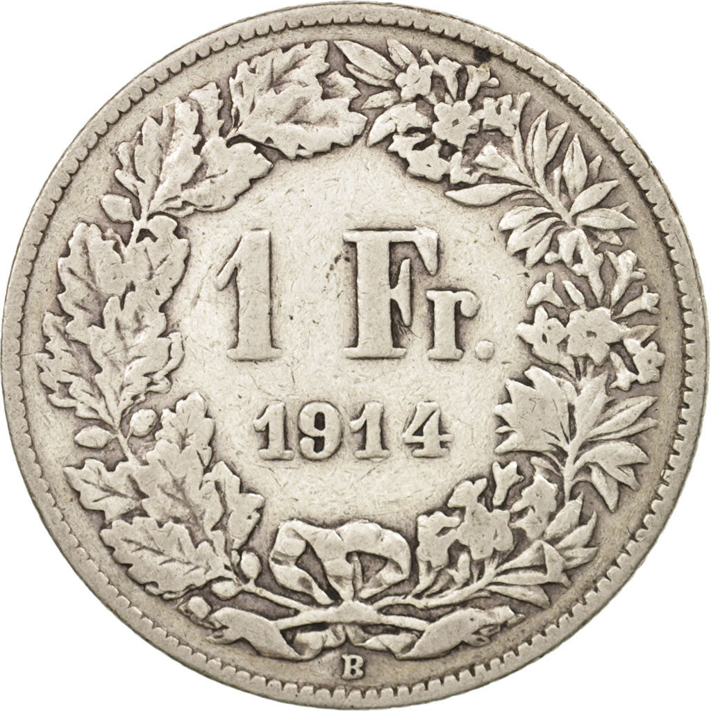 Coin, Switzerland, Franc, 1914, Bern, VF(20-25), Silver, KM:24