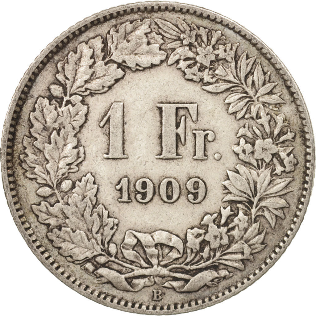 Coin, Switzerland, Franc, 1909, Bern, EF(40-45), Silver, KM:24