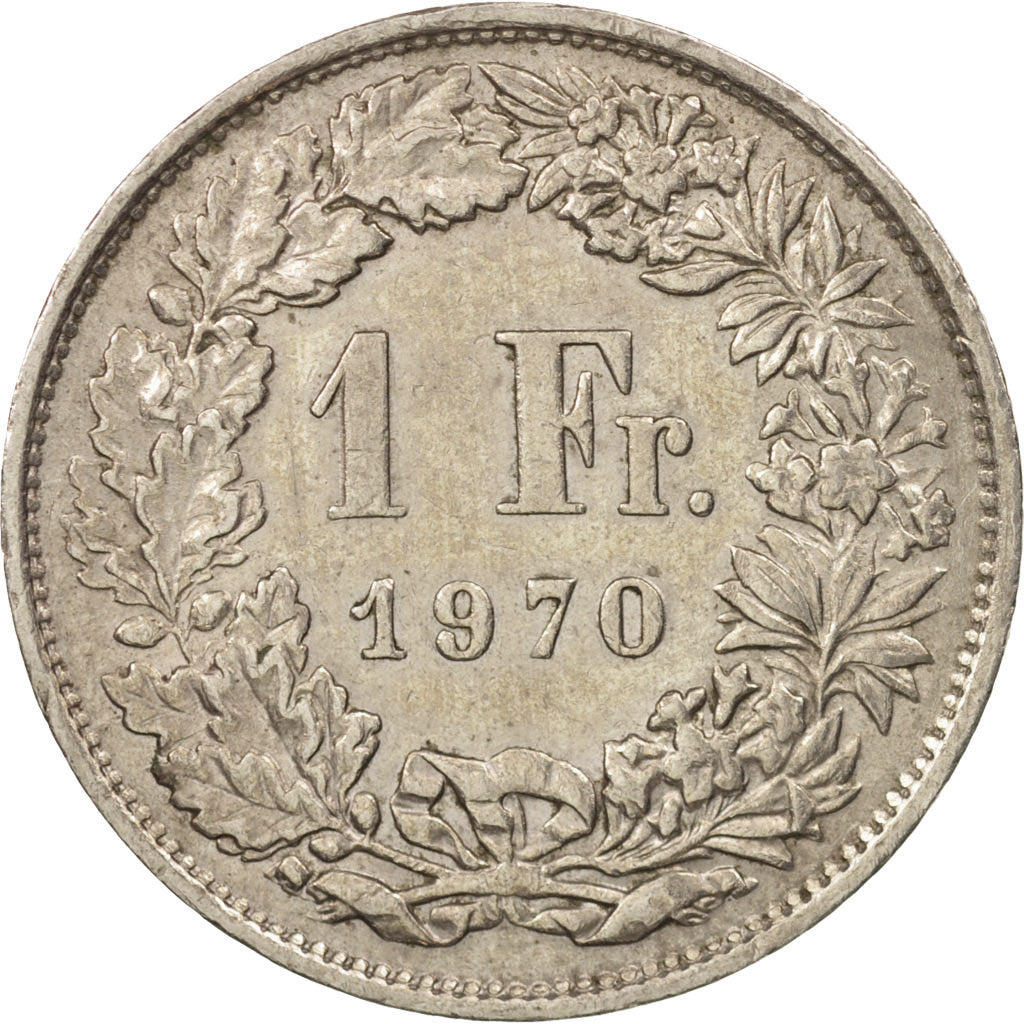 Coin, Switzerland, Franc, 1970, Bern, AU(50-53), Copper-nickel, KM:24a.1