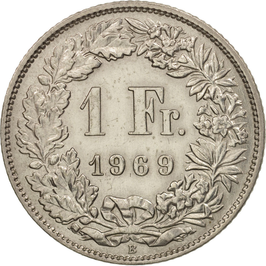 Coin, Switzerland, Franc, 1969, Bern, AU(55-58), Copper-nickel, KM:24a.1