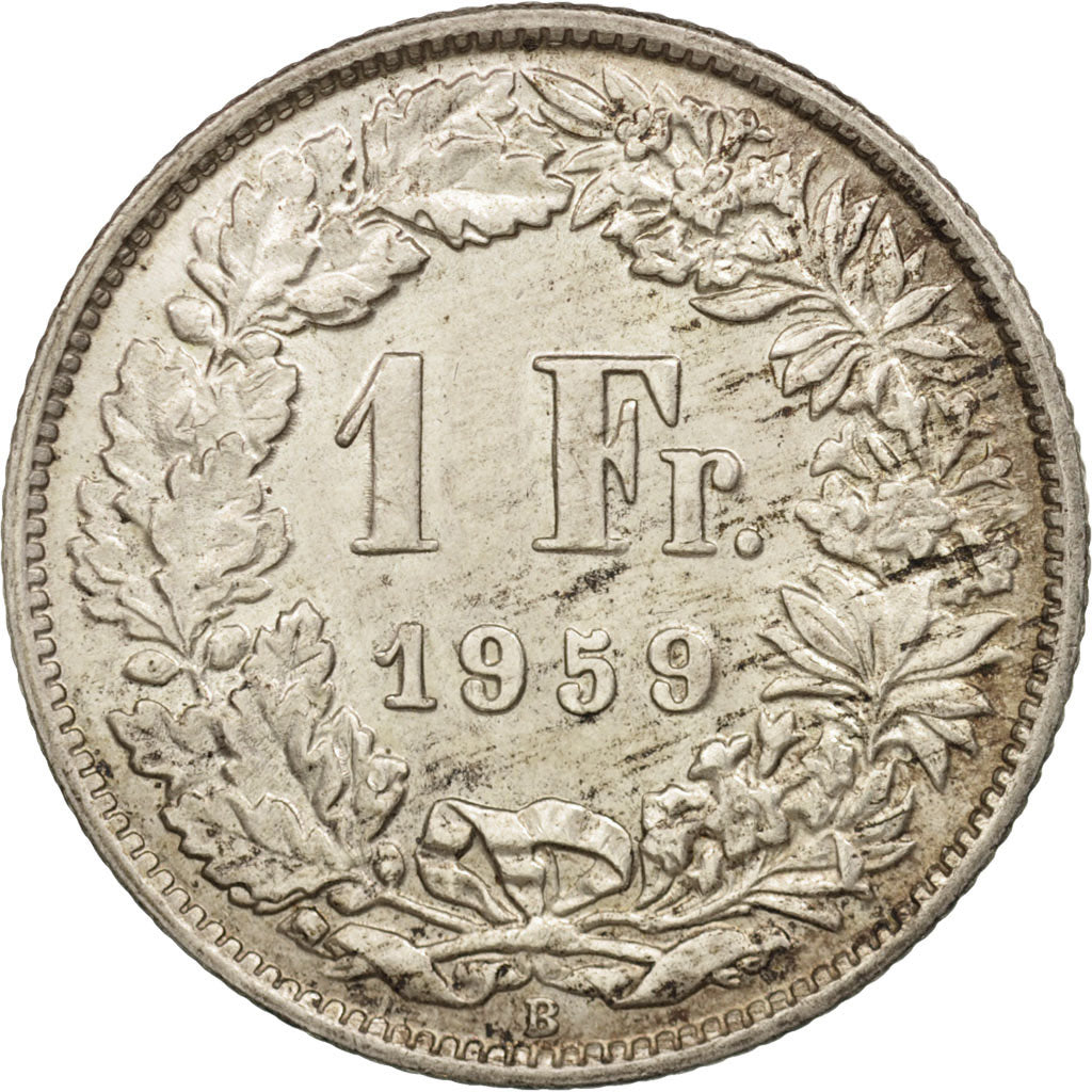 Coin, Switzerland, Franc, 1959, Bern, AU(55-58), Silver, KM:24