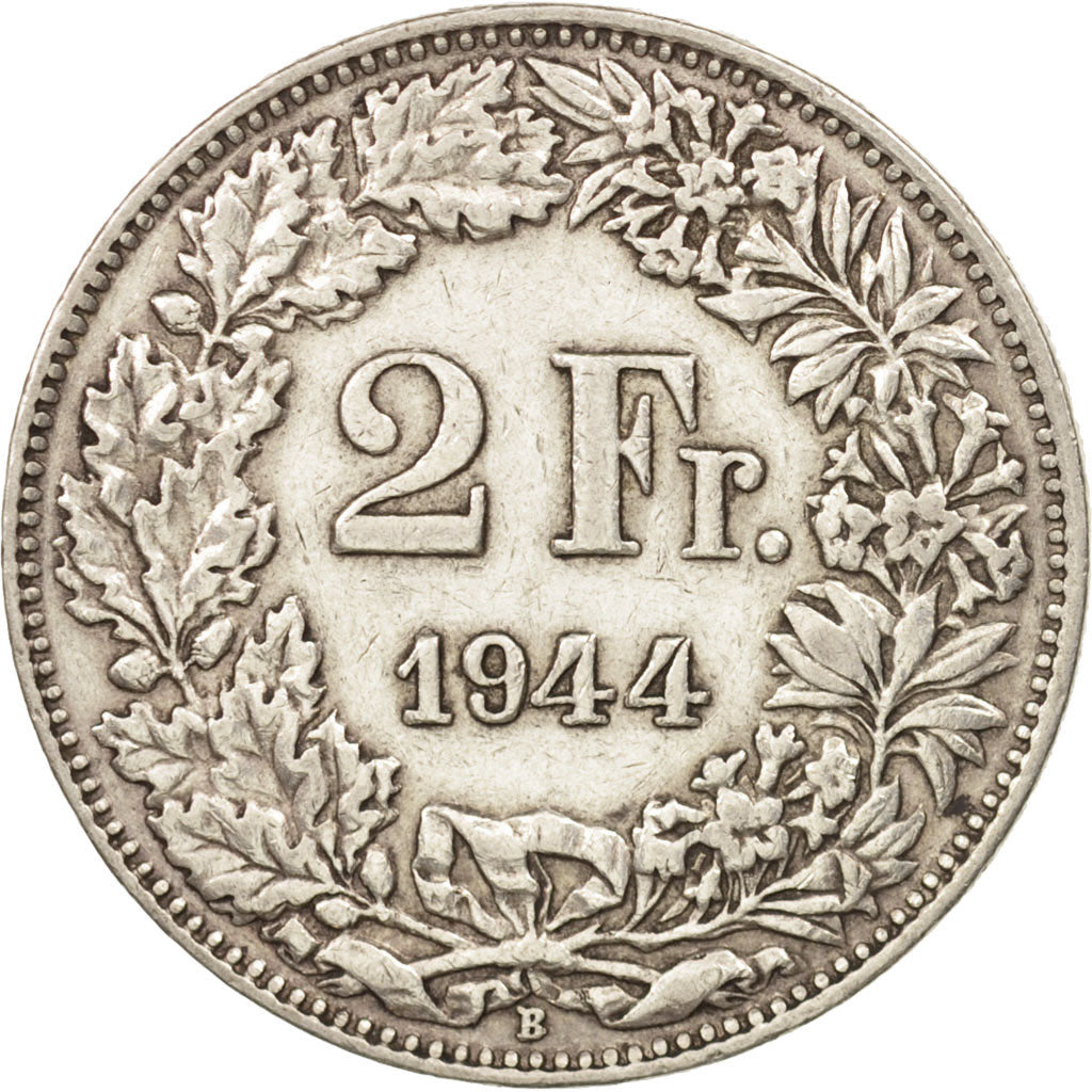 Switzerland, 2 Francs, 1944, Bern, EF(40-45), Silver, KM:21