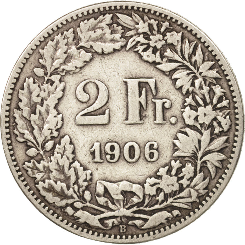 Switzerland, 2 Francs, 1906, Bern, VF(20-25), Silver, KM:21