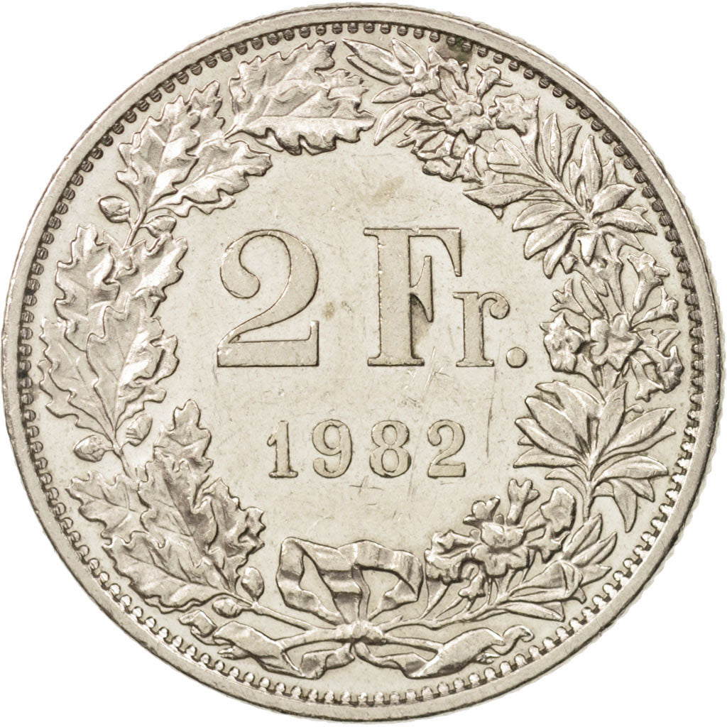 Switzerland, 2 Francs, 1982, Bern, MS(60-62), Copper-nickel, KM:21a.2