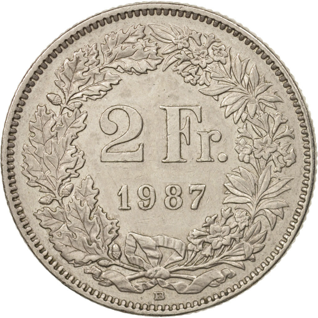 Coin, Switzerland, 2 Francs, 1987, Bern, AU(55-58), Copper-nickel, KM:21a.3