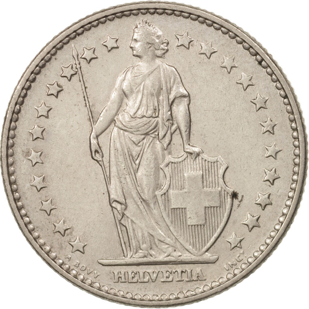 Coin, Switzerland, 2 Francs, 1968, Bern, MS(60-62), Copper-nickel, KM:21a.1