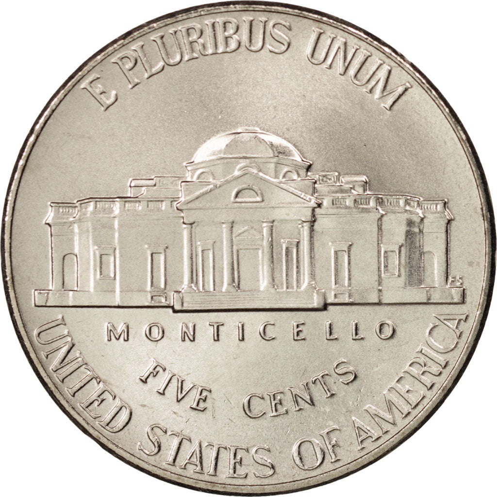 Coin, United States, Jefferson large facing portrait - Enhanced Monticello