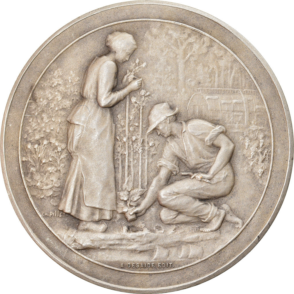 France, Medal, Horticulture, Jardins, Desaide, AU(55-58), Silvered bronze