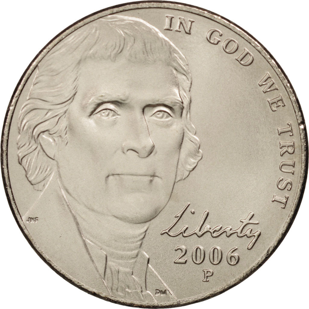 Coin, United States, Jefferson large facing portrait - Enhanced Monticello