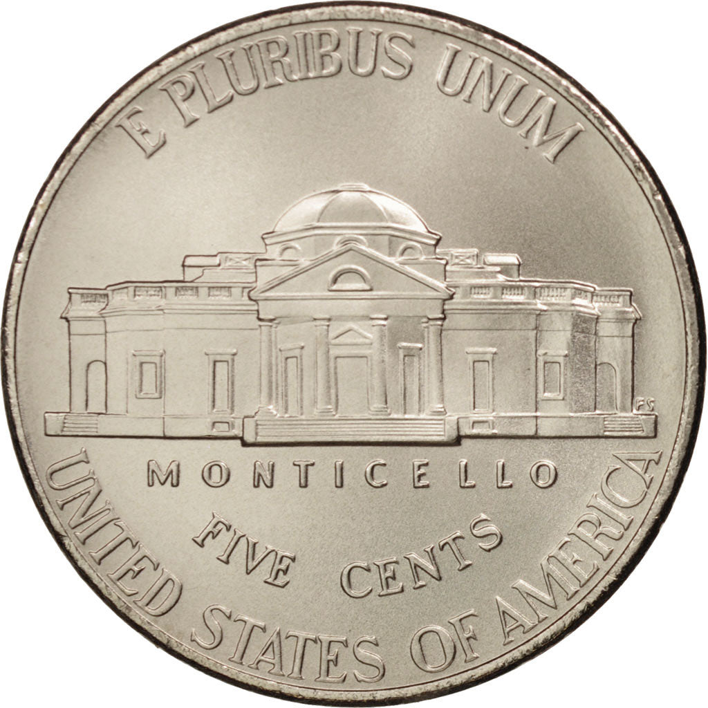 Coin, United States, Jefferson large facing portrait - Enhanced Monticello