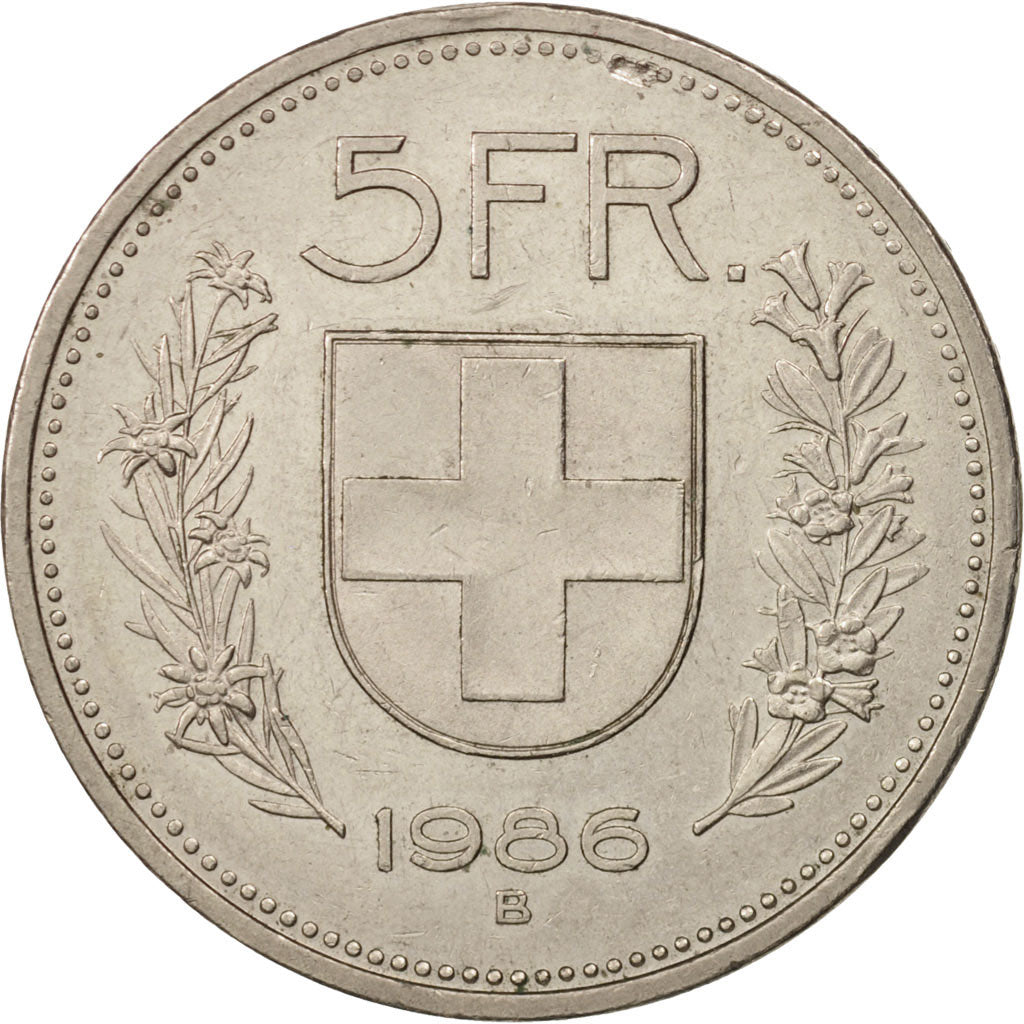 Switzerland, 5 Francs, 1986, Bern, MS(60-62), Copper-nickel, KM:40a.3