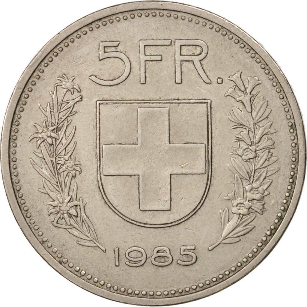 Switzerland, 5 Francs, 1985, Bern, AU(55-58), Copper-nickel, KM:40a.3