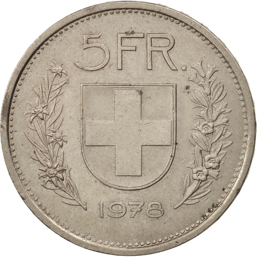 Switzerland, 5 Francs, 1978, Bern, AU(55-58), Copper-nickel, KM:40a.1