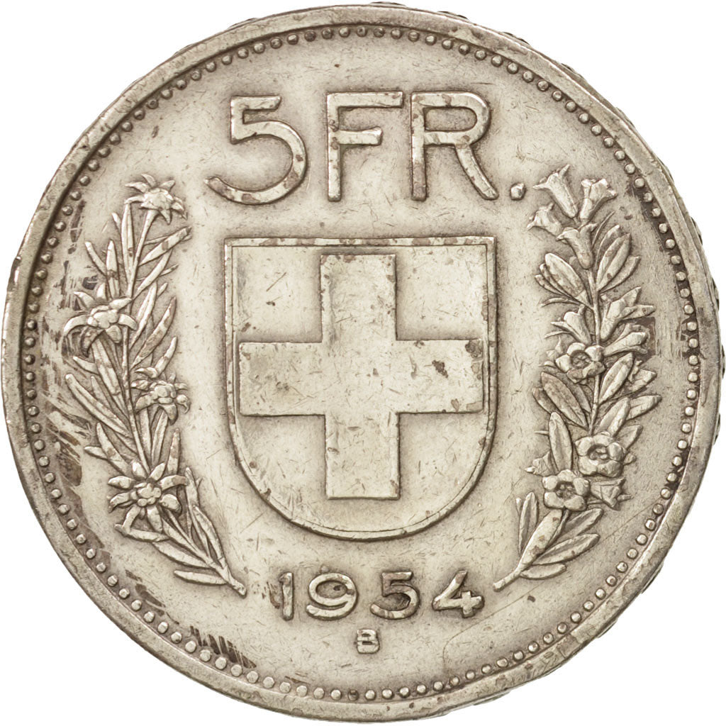 Moneta, Svizzera, 5 Francs, 1954, Bern, BB, Rame-nichel, KM:40a.1
