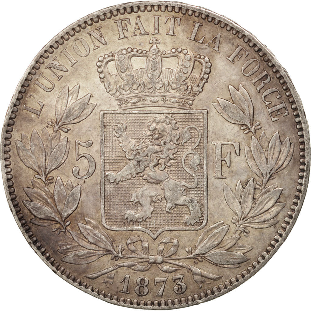Belgium, Leopold II, 5 Francs, 5 Frank, 1873, EF(40-45), Silver, KM:24