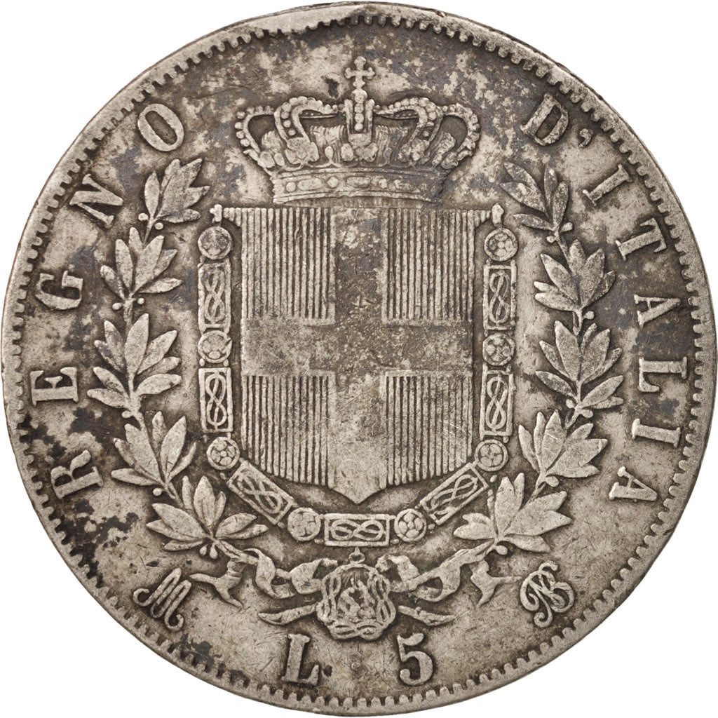 Italie, Vittorio Emanuele II, 5 Lire, 1869, Milan, TB+, Argent, KM:8.3