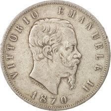 Italie, Vittorio Emanuele II, 5 Lire, 1870, Milan, TB+, Argent, KM:8.3