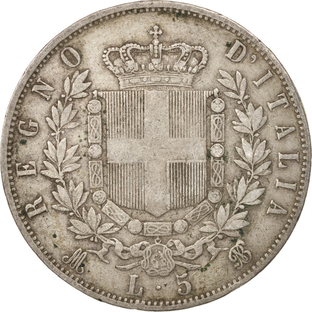 Italie, Vittorio Emanuele II, 5 Lire, 1870, Milan, TB+, Argent, KM:8.3