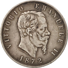 Italy, Vittorio Emanuele II, 5 Lire, 1872, Milan, EF(40-45), Silver, KM:8.3