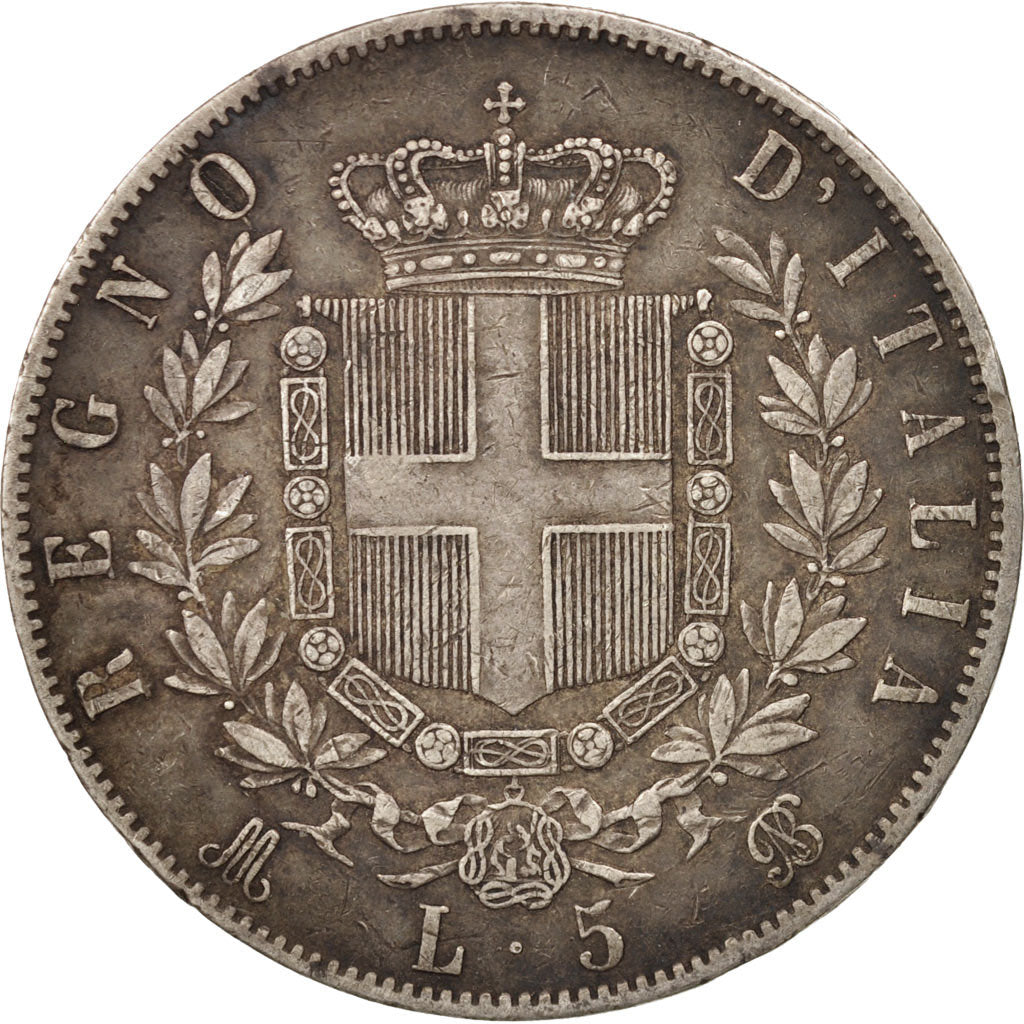Italy, Vittorio Emanuele II, 5 Lire, 1872, Milan, EF(40-45), Silver, KM:8.3