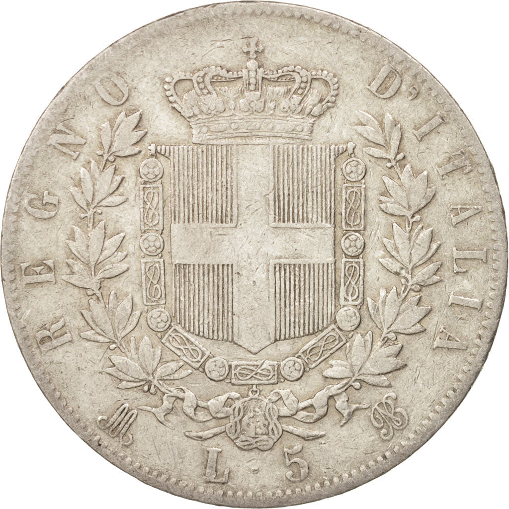Italy, Vittorio Emanuele II, 5 Lire, 1873, Milan, VF(30-35), Silver, KM:8.3