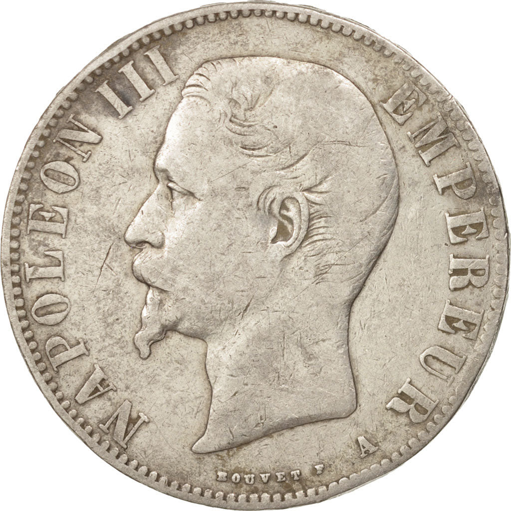 Francia, Napoleon III, Napoléon III, 5 Francs, 1855, Paris, MB, Argento, KM:...