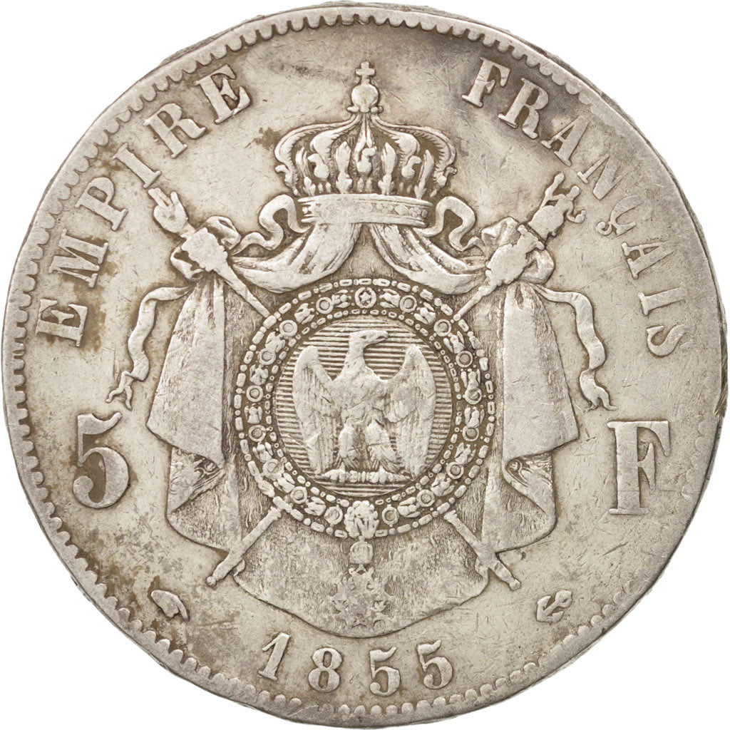 Francia, Napoleon III, Napoléon III, 5 Francs, 1855, Paris, MB, Argento, KM:...