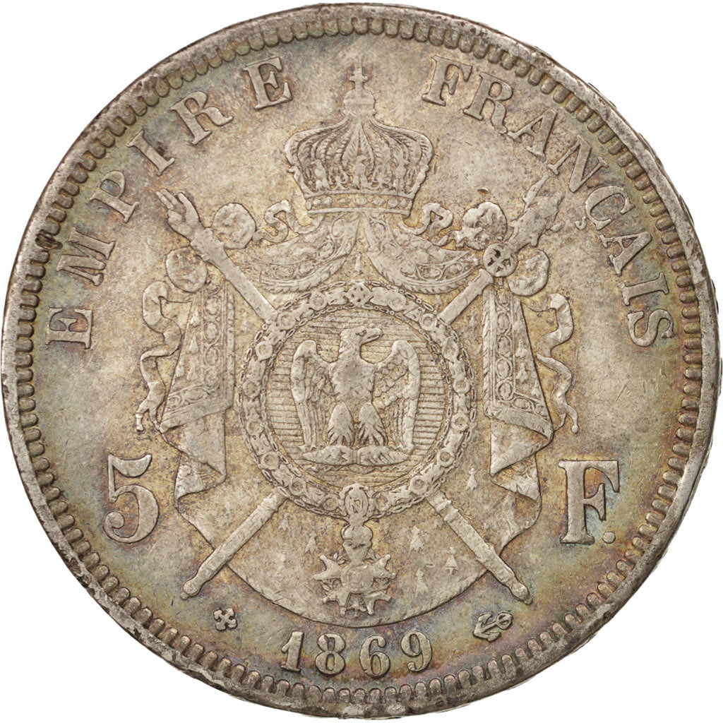 Coin, France, Napoléon III, 5 Francs, 1869, Strasbourg, EF(40-45), Silver