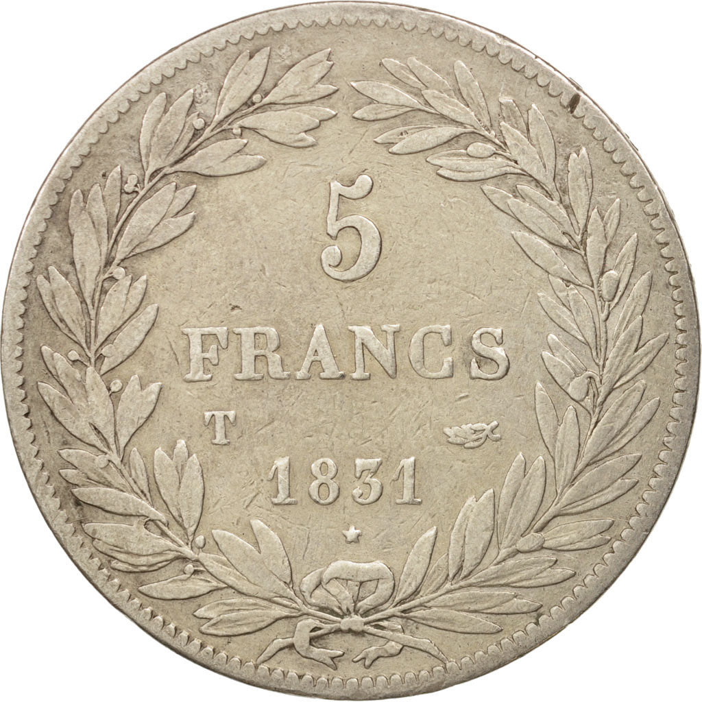 France, Louis-Philippe, 5 Francs, 1831, Nantes, VF(20-25), Silver, KM:735.12