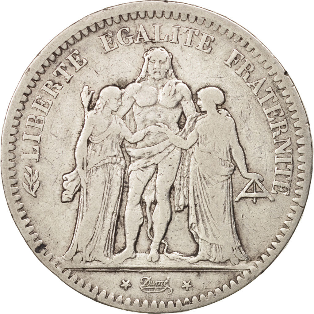 Francia, Hercule, 5 Francs, 1849, Strasbourg, MB, Argento, KM:756.2, Gadoury:683