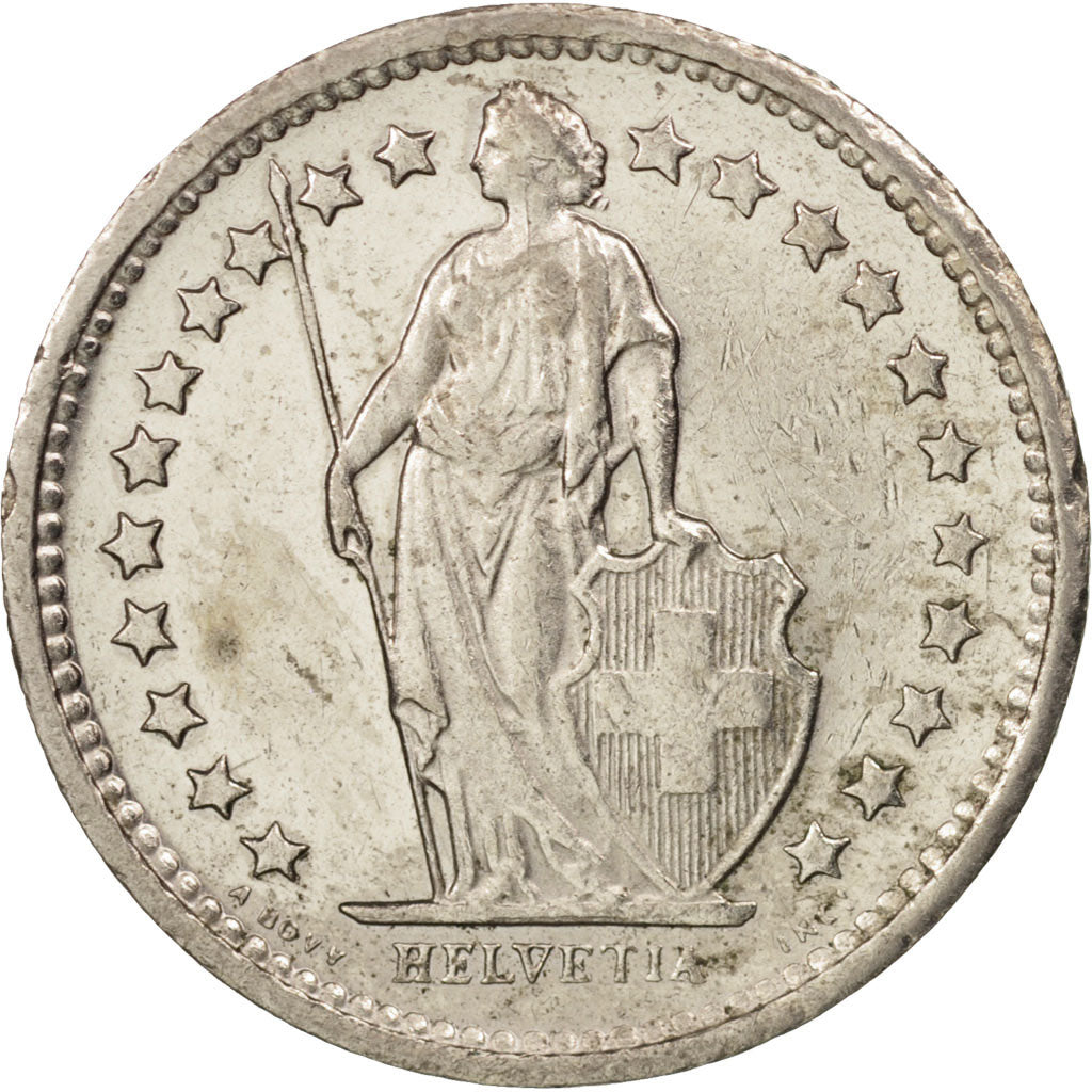 Moneta, Szwajcaria, 1/2 Franc, 1977, Bern, MS(60-62), Miedź-Nikiel, KM:23a.1