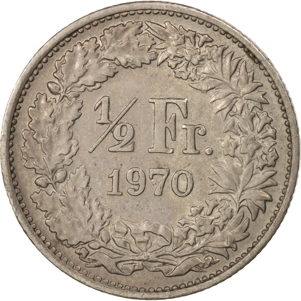 Münze, Schweiz, 1/2 Franc, 1970, Bern, SS+, Copper-nickel, KM:23a.1