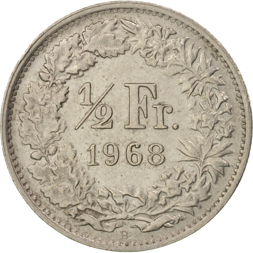 Moneta, Svizzera, 1/2 Franc, 1968, Bern, SPL-, Rame-nichel, KM:23a.1