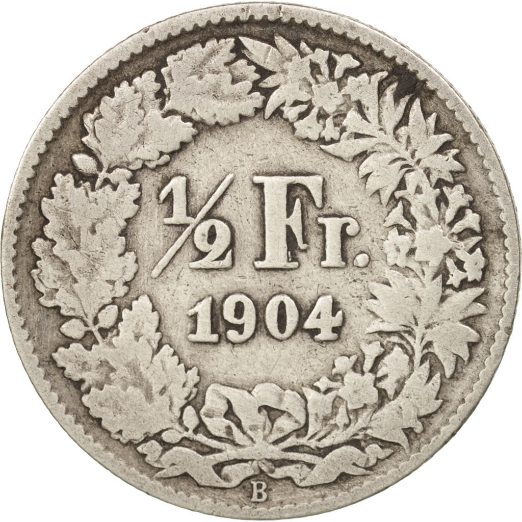 Switzerland, 1/2 Franc, 1904, Bern, F(12-15), Silver, KM:23