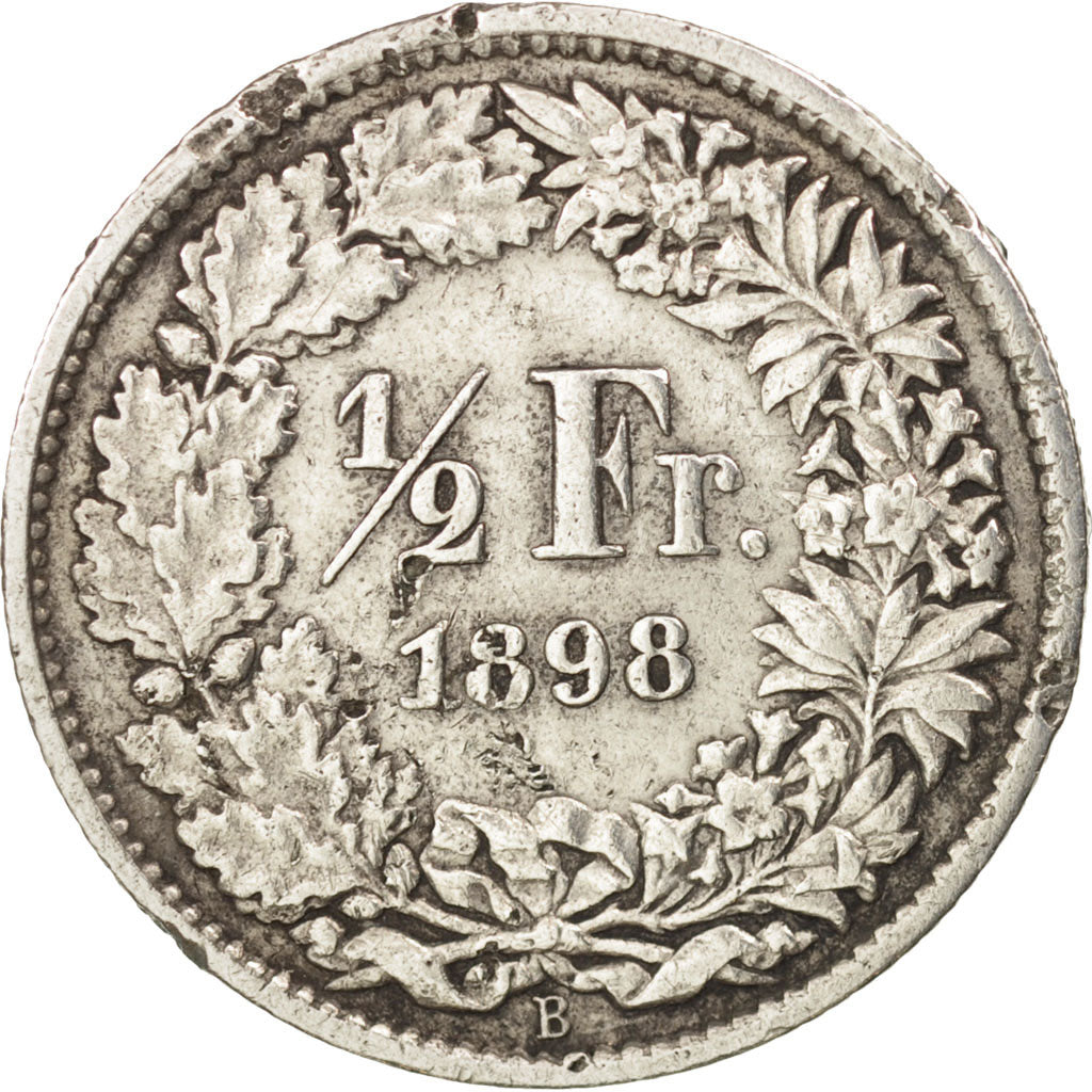 Switzerland, 1/2 Franc, 1898, Bern, VF(30-35), Silver, KM:23