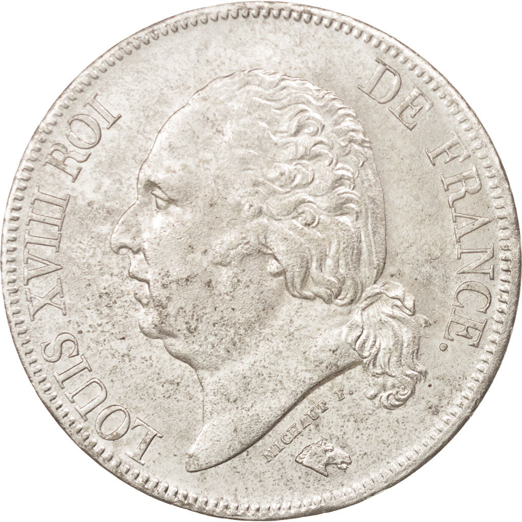 Munten, Frankrijk, Louis XVIII, Louis XVIII, 5 Francs, 1824, Lille, ZF+, Zilver