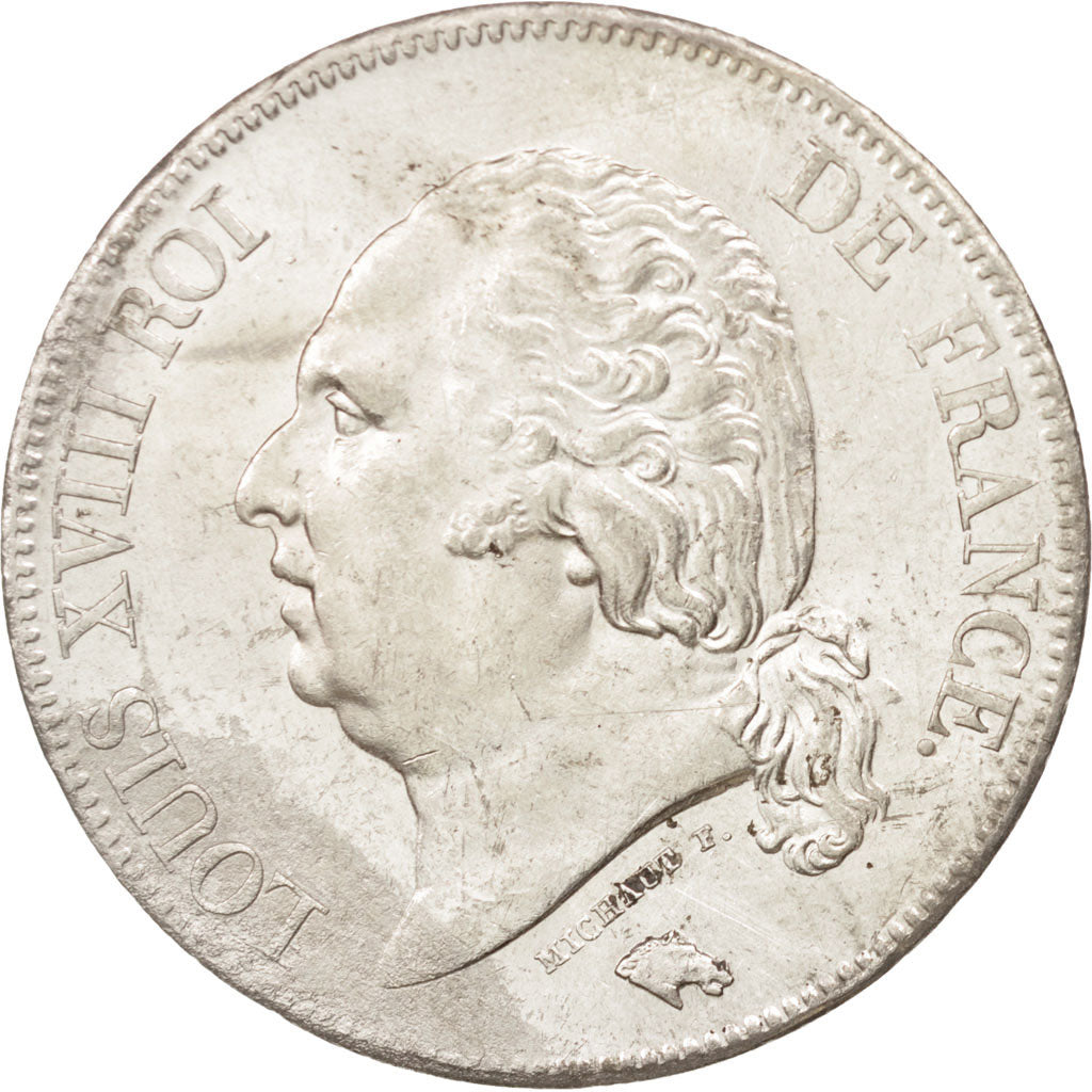 Coin, France, Louis XVIII, Louis XVIII, 5 Francs, 1824, Lille, AU(55-58)