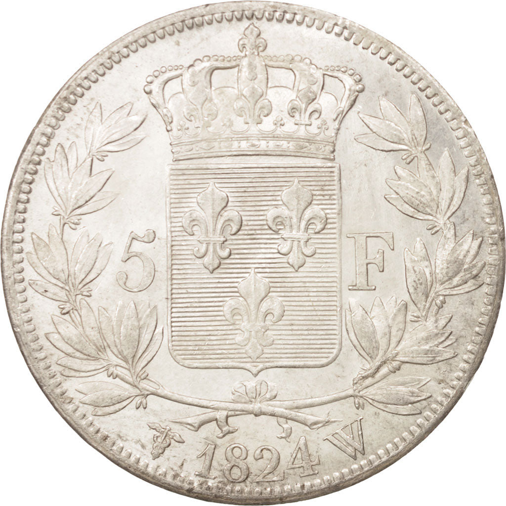 Moneta, Francia, Louis XVIII, Louis XVIII, 5 Francs, 1824, Lille, SPL-, Argento