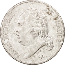 Frankreich, Louis XVIII, 5 Francs, 1824, Paris, AU(50-53), Silber, KM:711.1