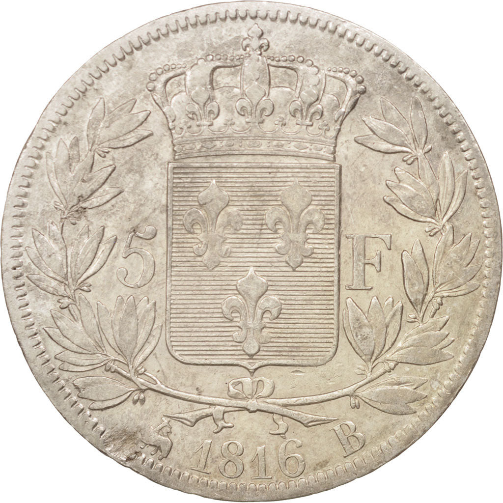 Coin, France, Louis XVIII, Louis XVIII, 5 Francs, 1816, Rouen, EF(40-45)