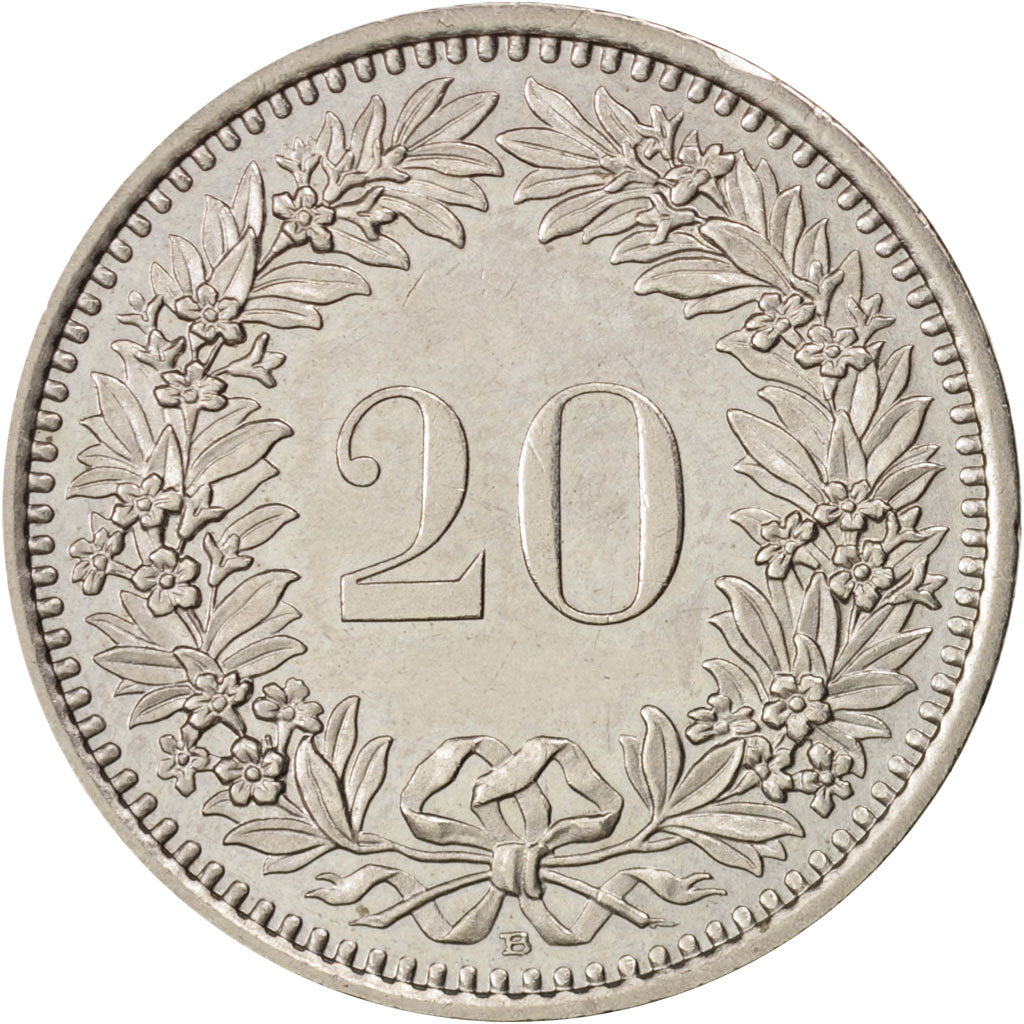 Coin, Switzerland, 20 Rappen, 1989, Bern, MS(63), Copper-nickel, KM:29a