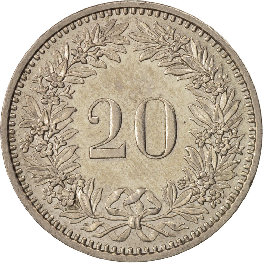 Switzerland, 20 Rappen, 1983, Bern, AU(55-58), Copper-nickel, KM:29a