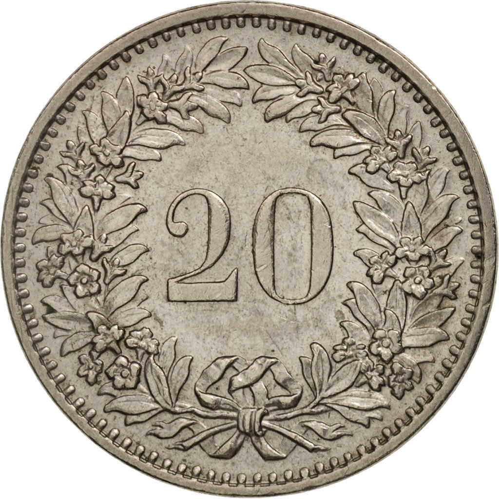 Münze, Schweiz, 20 Rappen, 1971, Bern, VZ, Copper-nickel, KM:29a