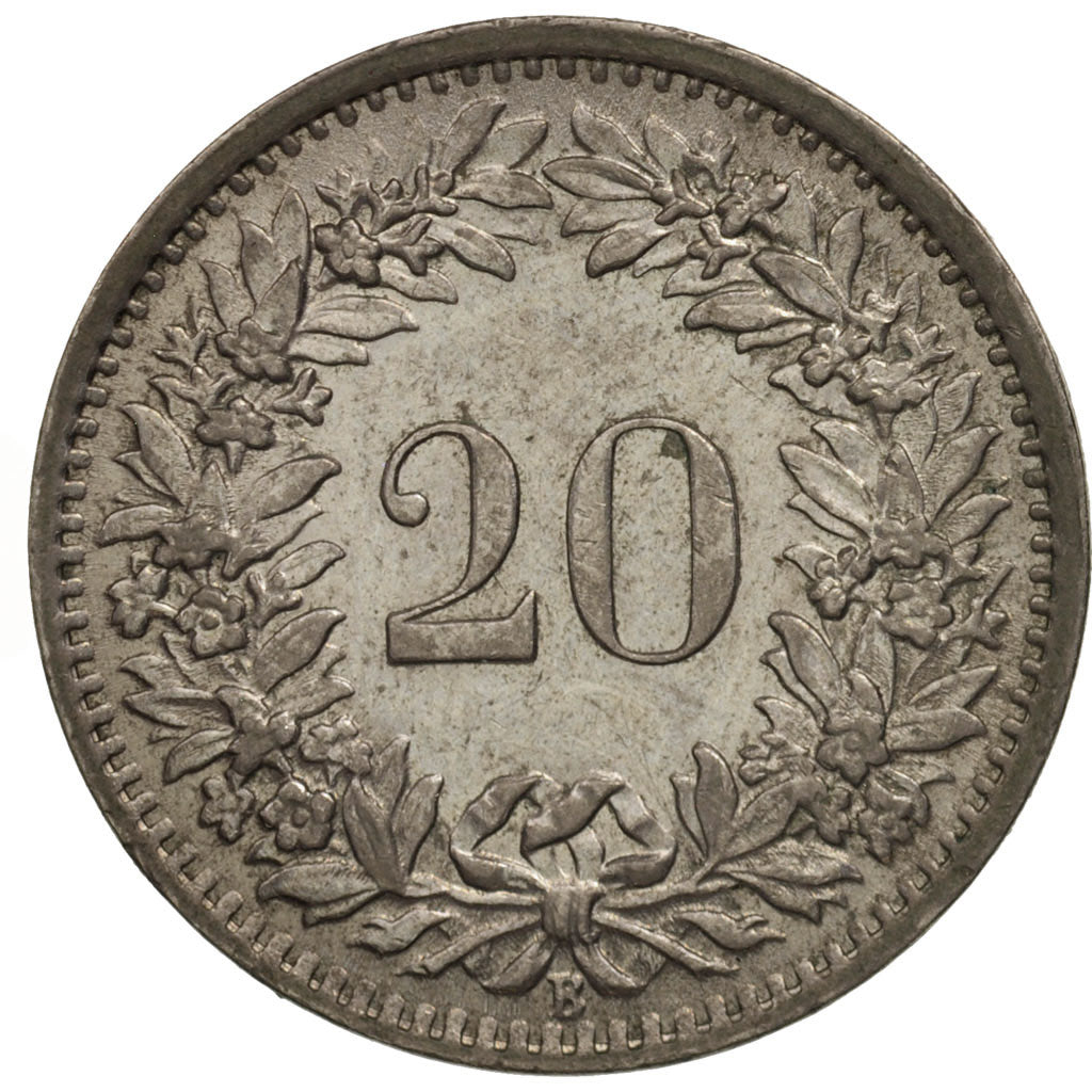 Münze, Schweiz, 20 Rappen, 1969, Bern, VZ, Copper-nickel, KM:29a