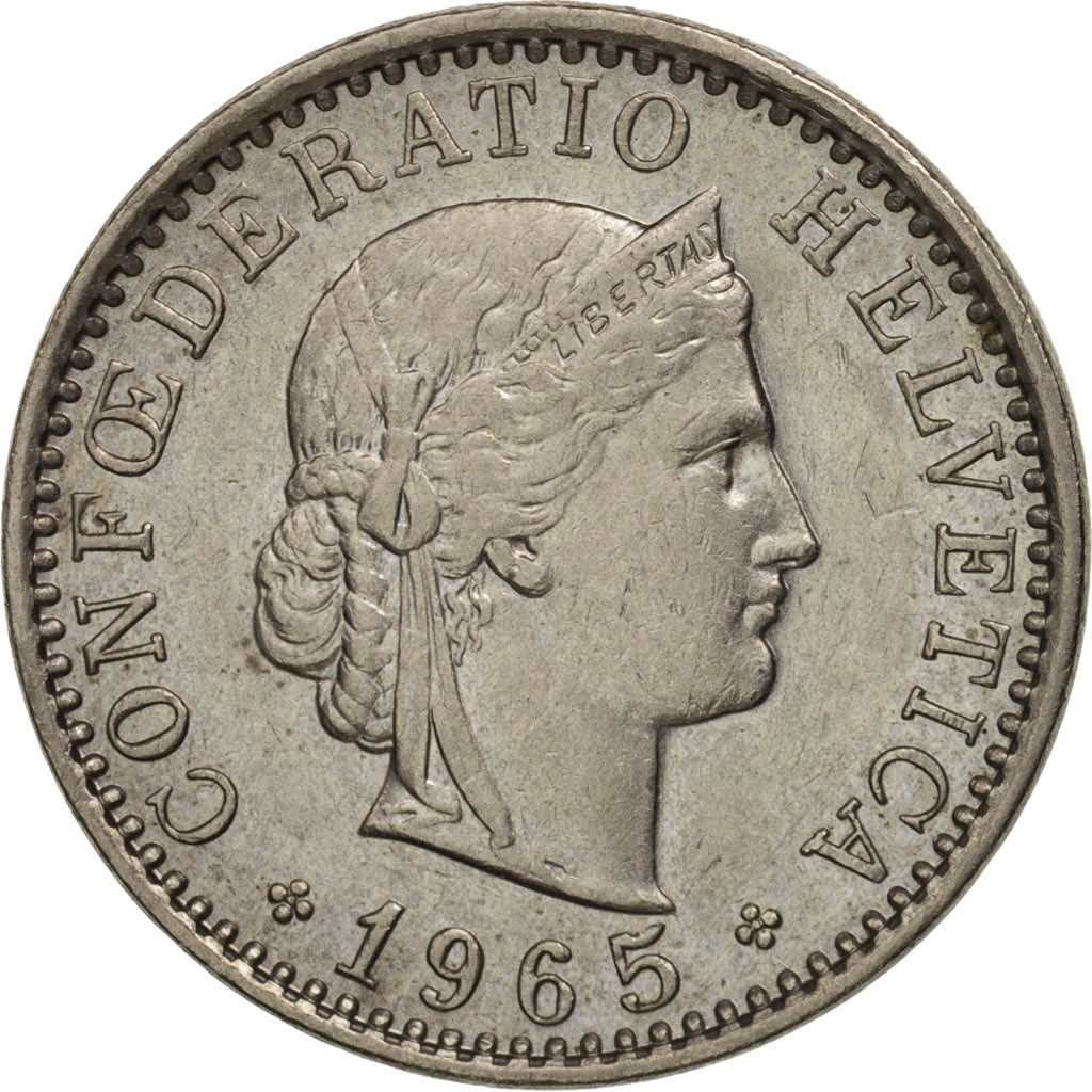 Coin, Switzerland, 20 Rappen, 1965, Bern, MS(60-62), Copper-nickel, KM:29a