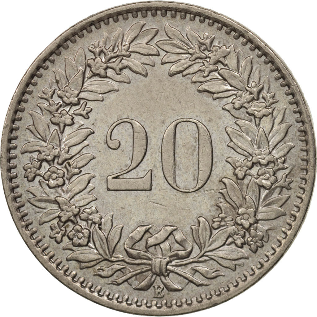 Coin, Switzerland, 20 Rappen, 1965, Bern, MS(60-62), Copper-nickel, KM:29a