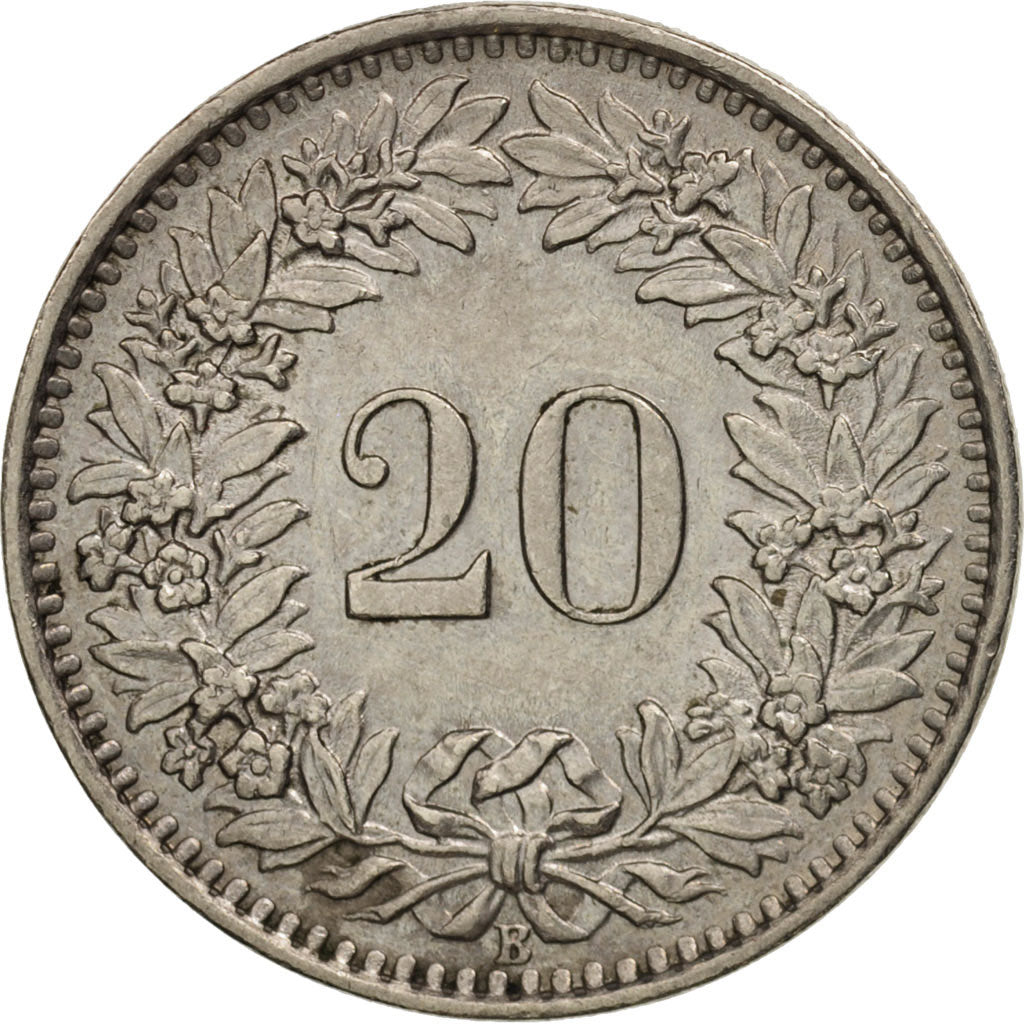 Münze, Schweiz, 20 Rappen, 1964, Bern, VZ, Copper-nickel, KM:29a