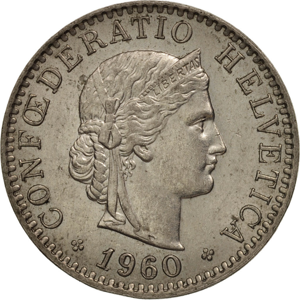 Münze, Schweiz, 20 Rappen, 1960, Bern, VZ+, Copper-nickel, KM:29a