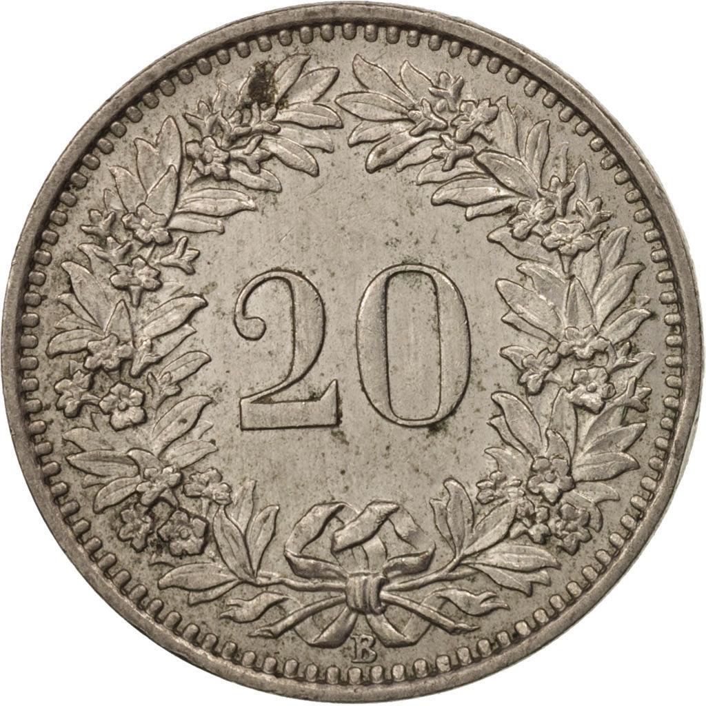 Münze, Schweiz, 20 Rappen, 1960, Bern, VZ+, Copper-nickel, KM:29a