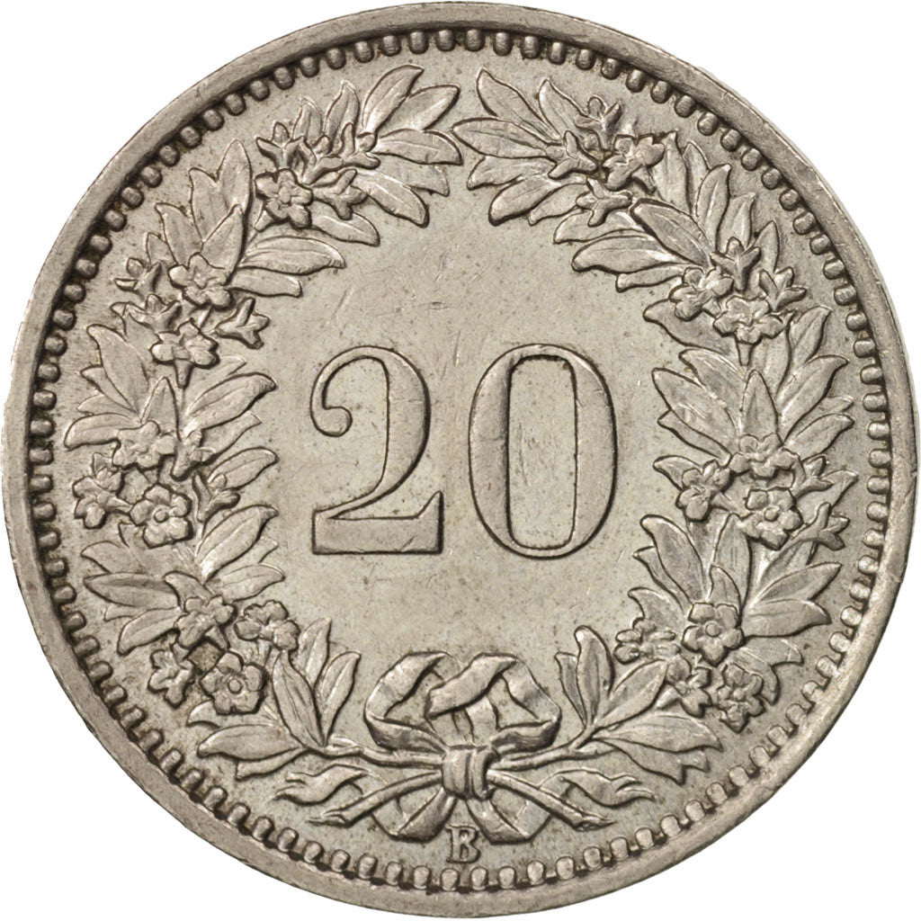 Moneta, Szwajcaria, 20 Rappen, 1956, Bern, MS(63), Miedź-Nikiel, KM:29a
